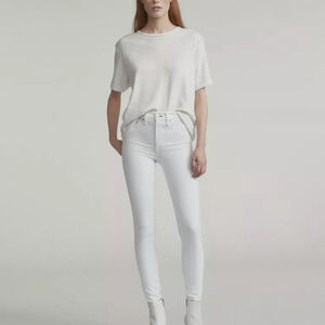 Rag and Bone High Rise Ankle Skinny Stretch White Denim Jeans Size 25